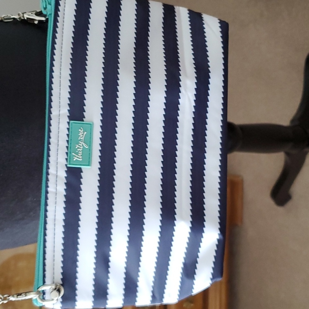 Thirty one upcycle crossbody navy and white